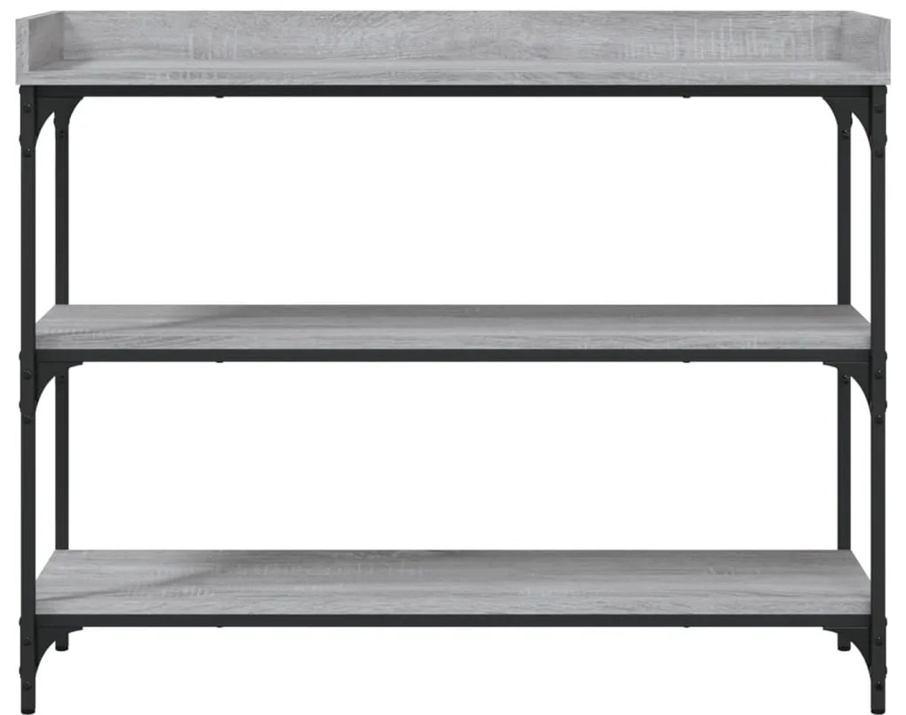 Mesa consola c/ prateleiras 100x30x80 cm cinzento sonoma
