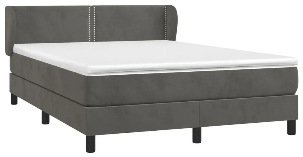 Cama com molas/colchão 140x190 cm veludo cinzento-escuro