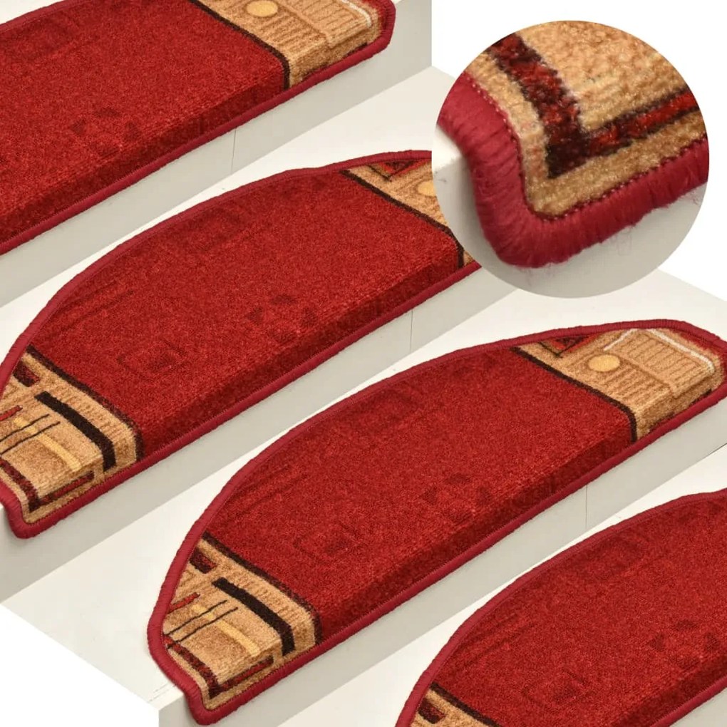 322410 vidaXL Tapetes de escada adesivos 15 pcs 65x21x4 cm vermelho