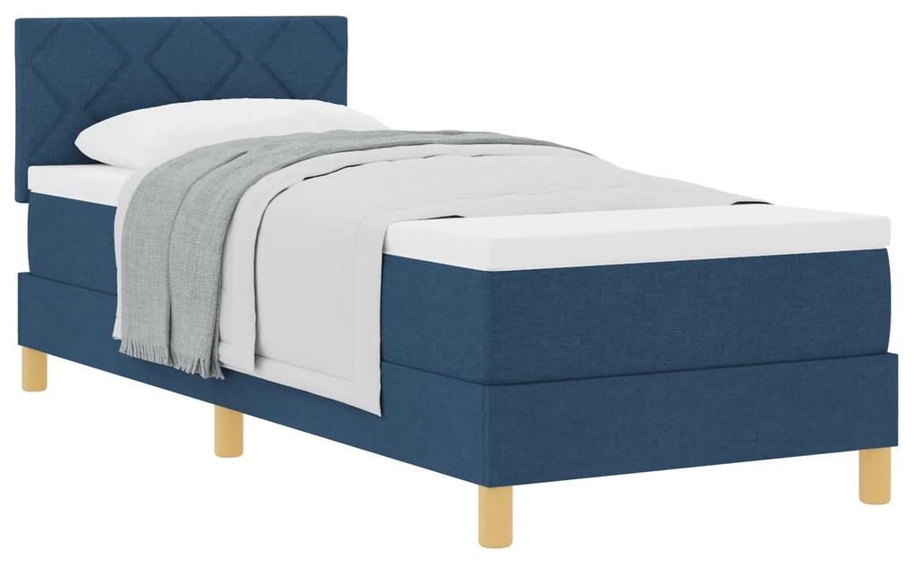 Cama Box Spring com Colchão Azul 80x200 cm Tecido