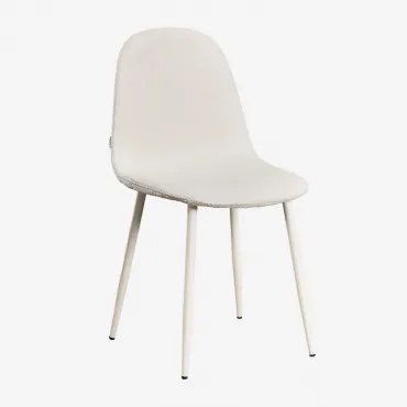 Pack De 2 Cadeiras De Jantar Glamm Beige Creme & Bouclé Branco & Bouclé - Sklum