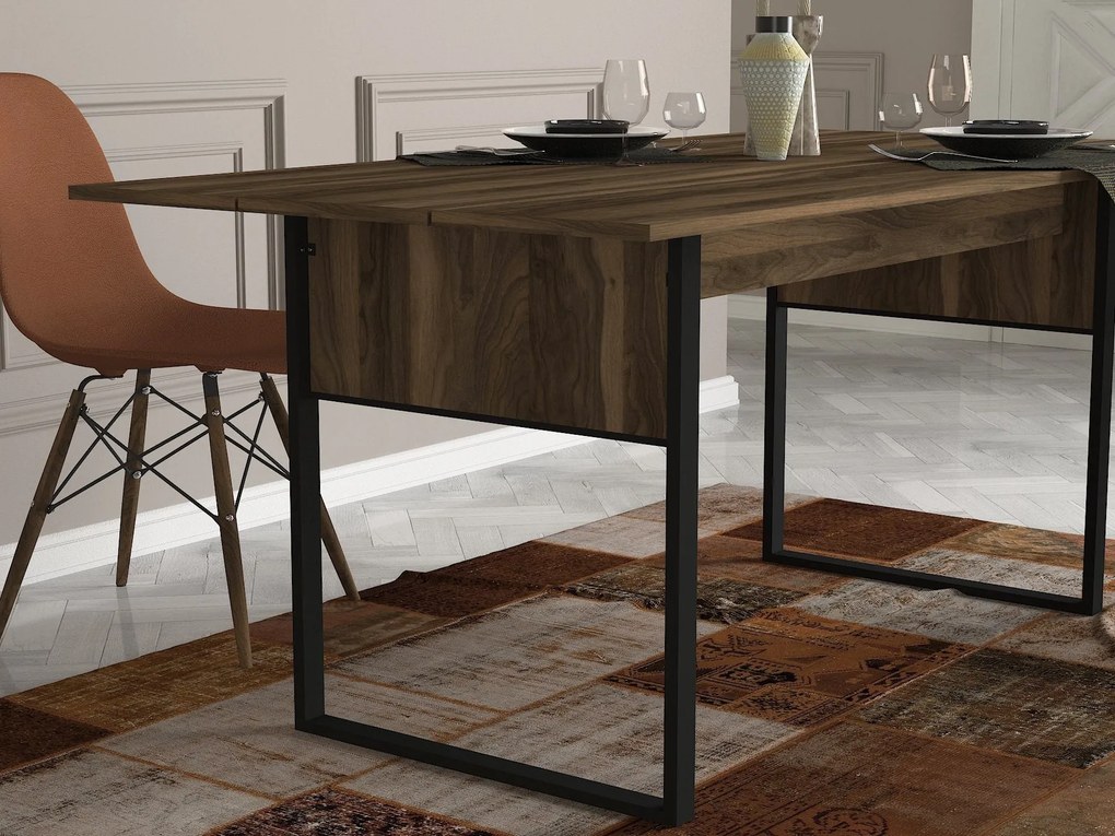 Mesa de Jantar "Lost" – 180x91x77.6 cm – Nogueira – Design Industrial