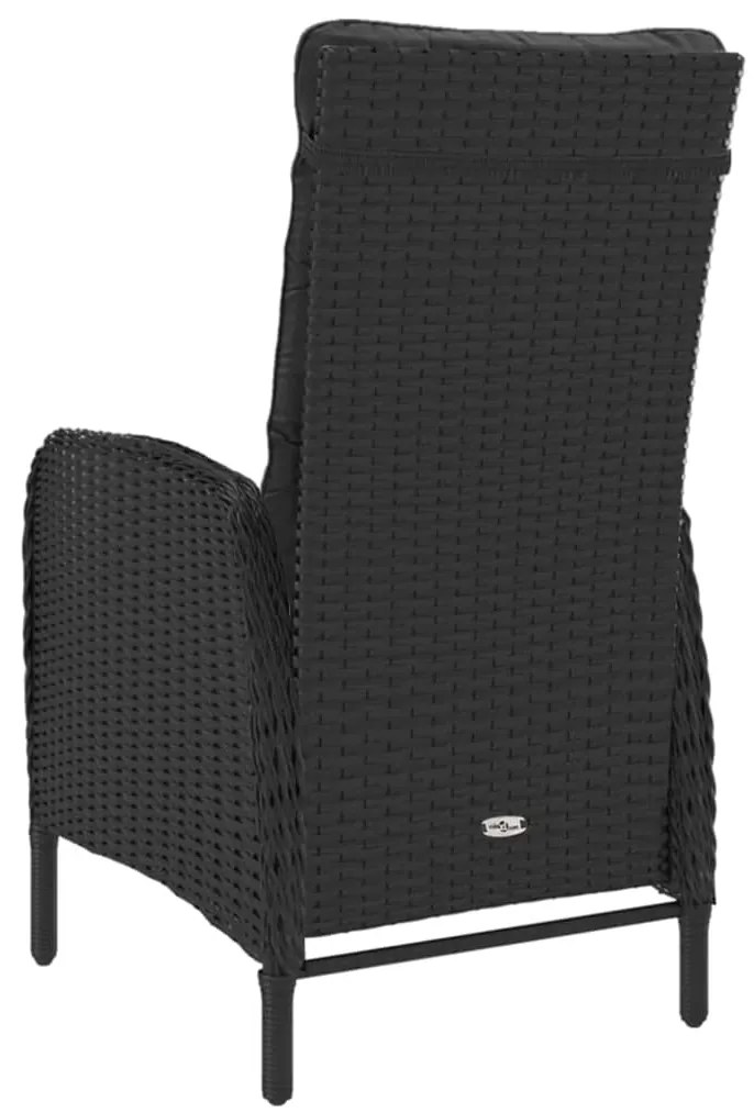 9 pcs conjunto de jantar para jardim vime PE e vidro preto