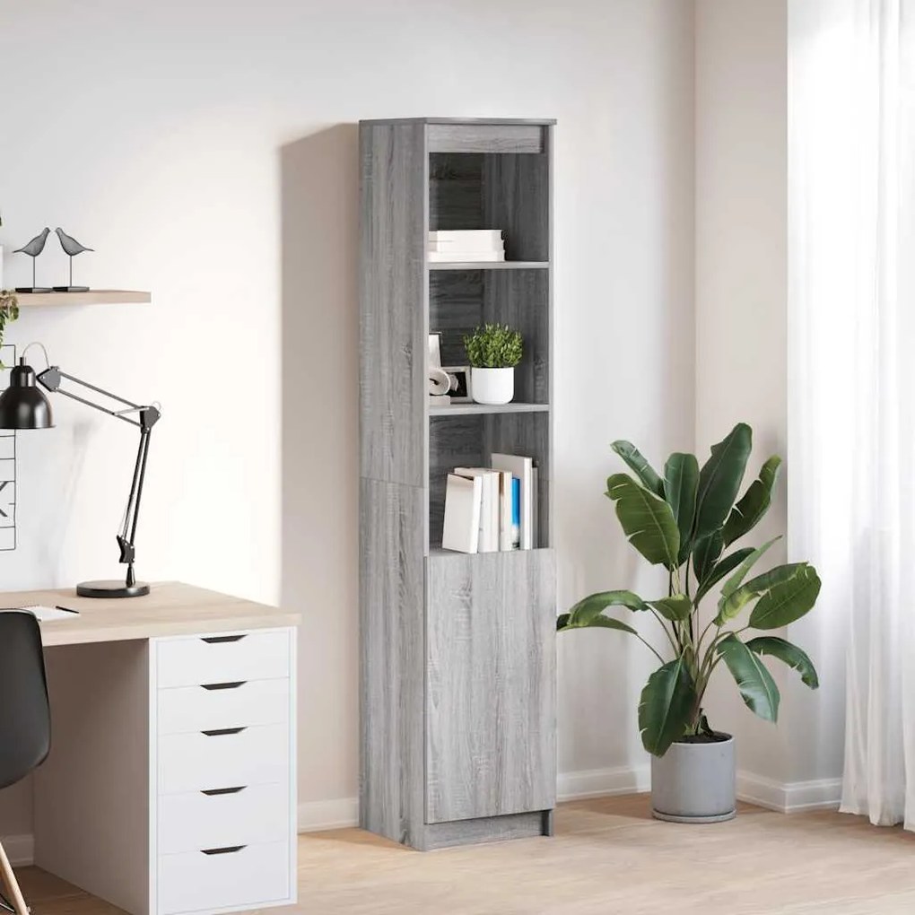 vidaXL Aparador alto 37,5x35x180 cm derivados madeira sonoma cinzento