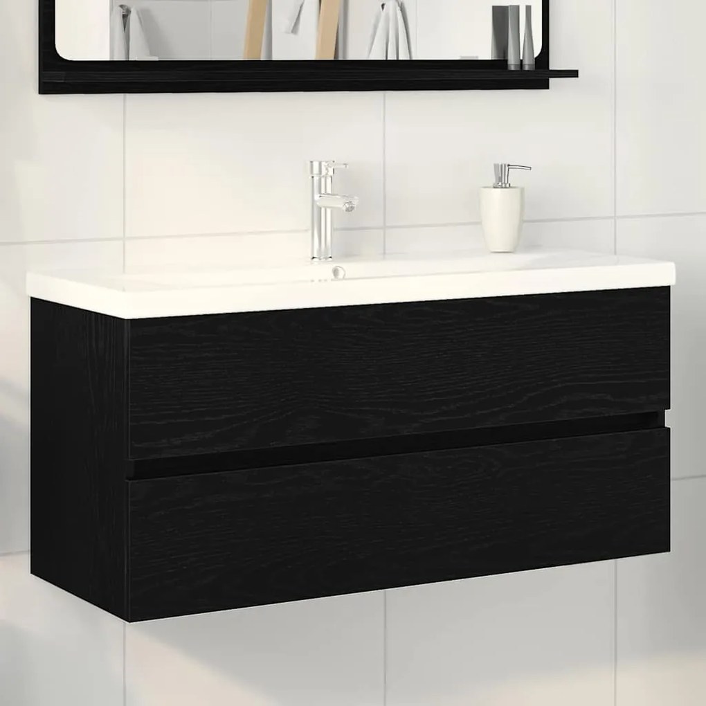 vidaXL Armário de Pia com porta Carvalho preto 100 x 39 x 62 cm