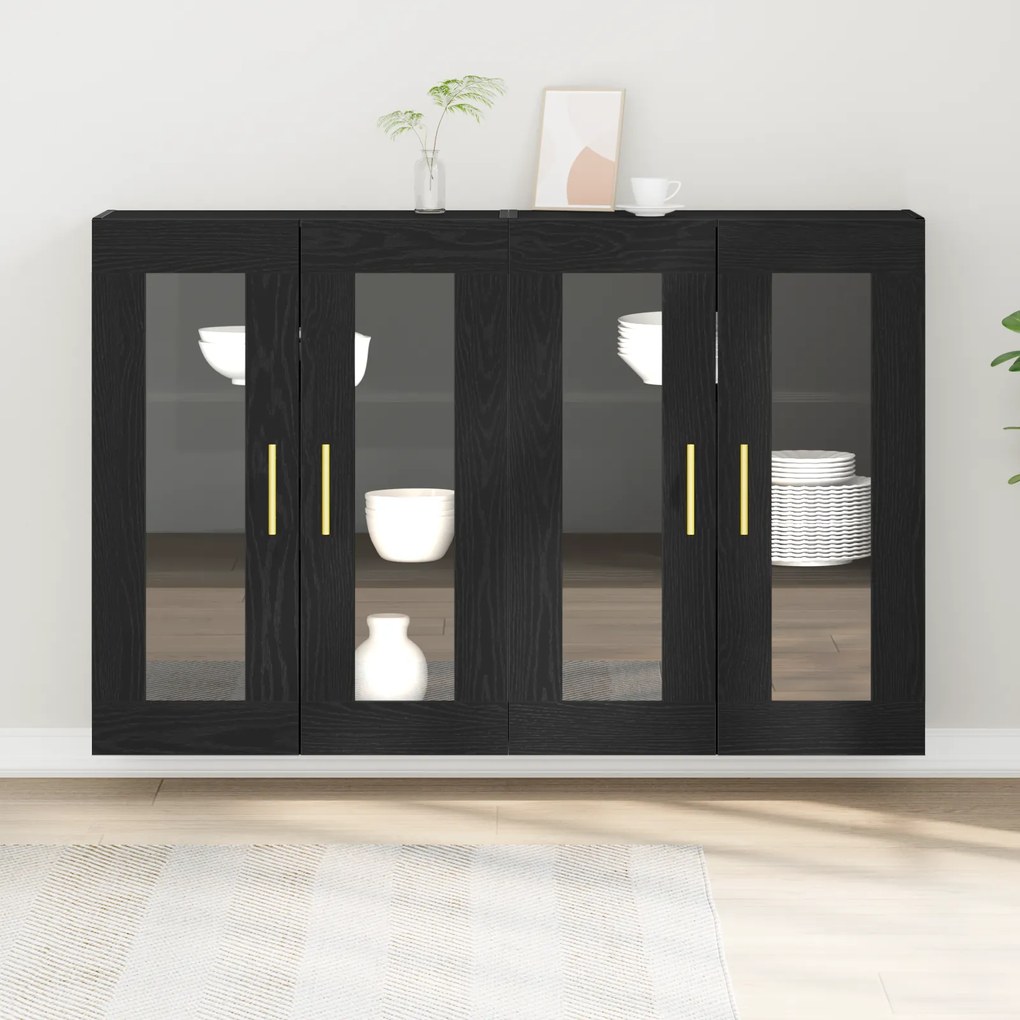 Conjunto de Armários de Parede 2 Peças Carvalho Preto 69,5 x 34 x 90 c