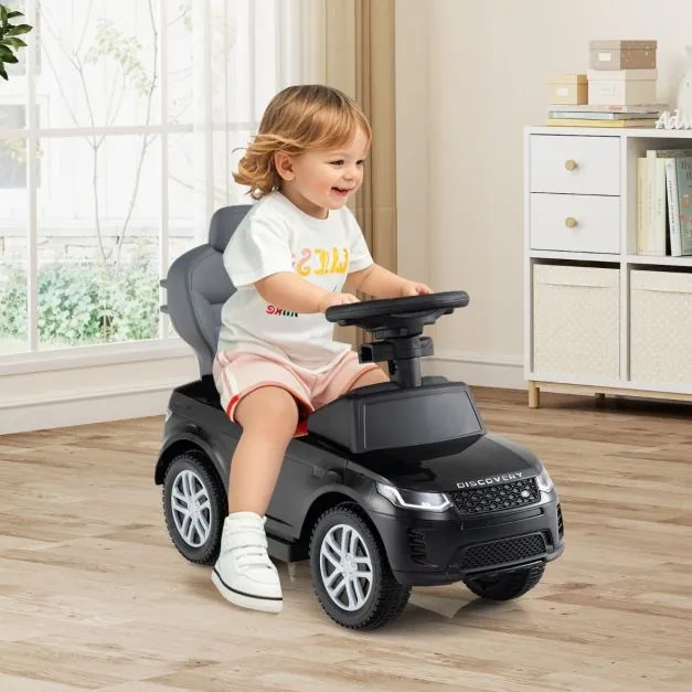 Carro de empurrar 3 em 1 para crianças de 18 a 36 meses com alça removível com buzina e som Preto