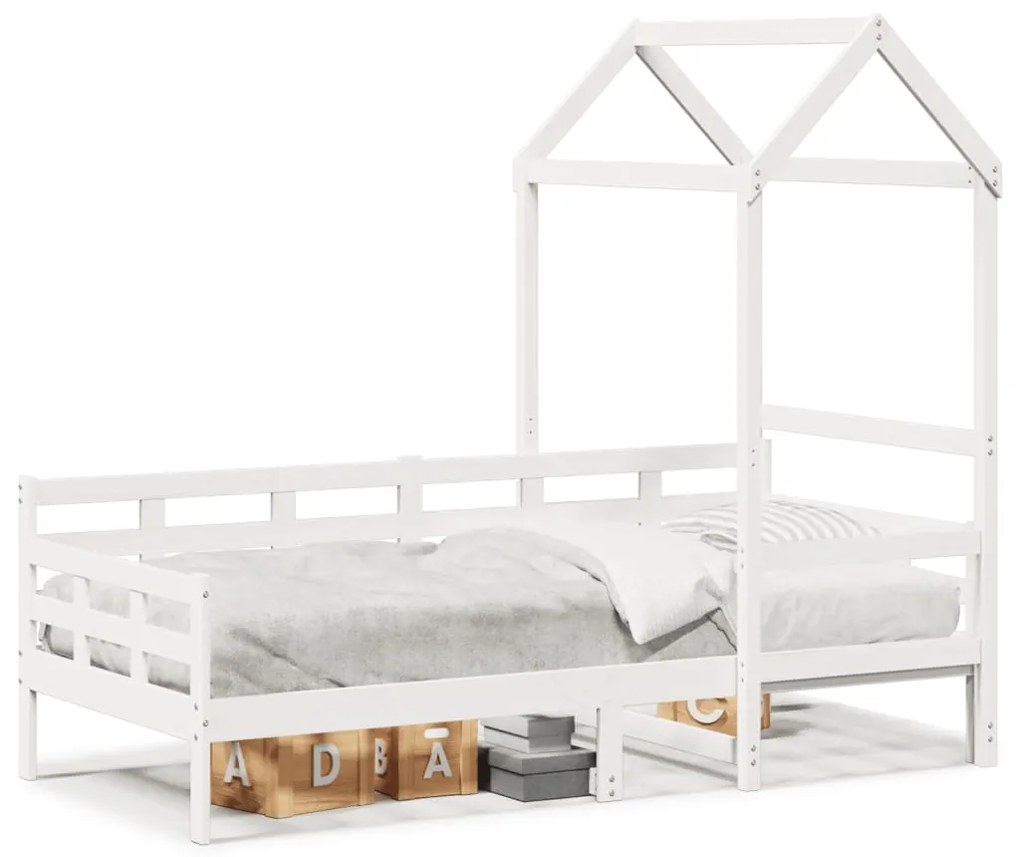 Sofá-cama com telhado 90x200 cm madeira de pinho maciça branco