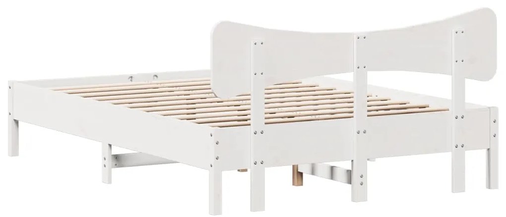 Cama sem colchão 120x200 cm madeira de pinho maciça branco