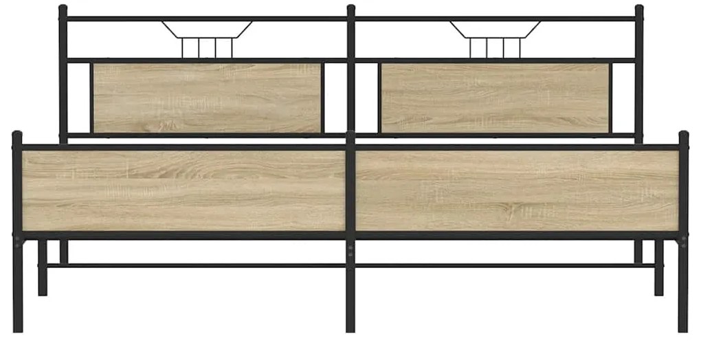 Estrutura de cama sem colchão 200x200cm metal carvalho sonoma