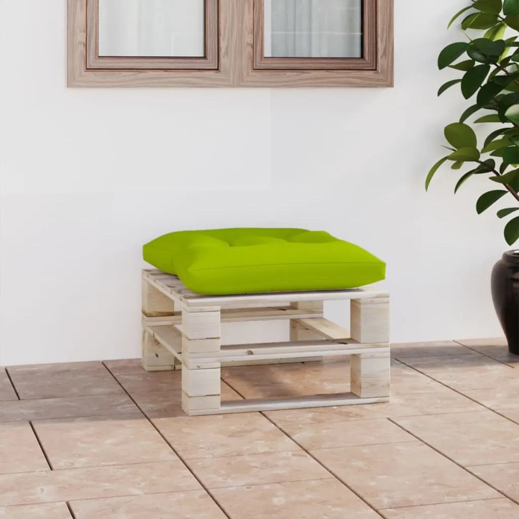 vidaXL Otomano de paletes p/ jardim c/ almofadão verde brilhante pinho