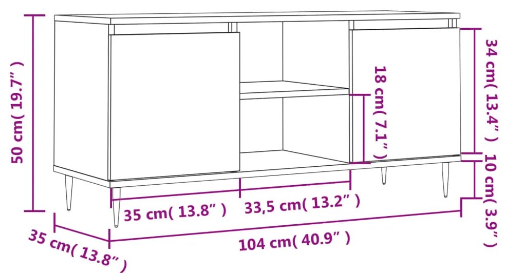 Móvel de TV 104x35x50 cm derivados de madeira branco