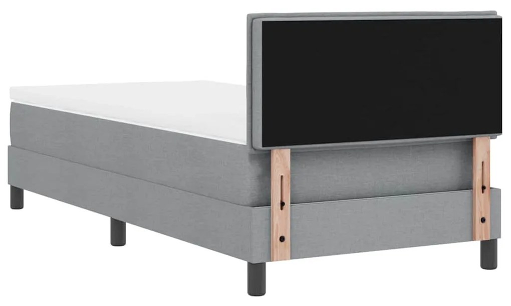Cama Box com Colchão e Luz LED Cinza Claro 90x200 cm Tecido