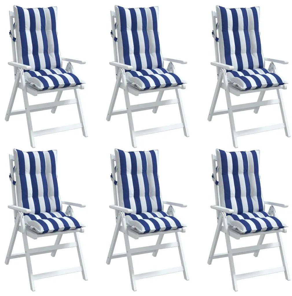 Almofadões cadeira encosto alto 6 pcs tecido oxford azul/branco