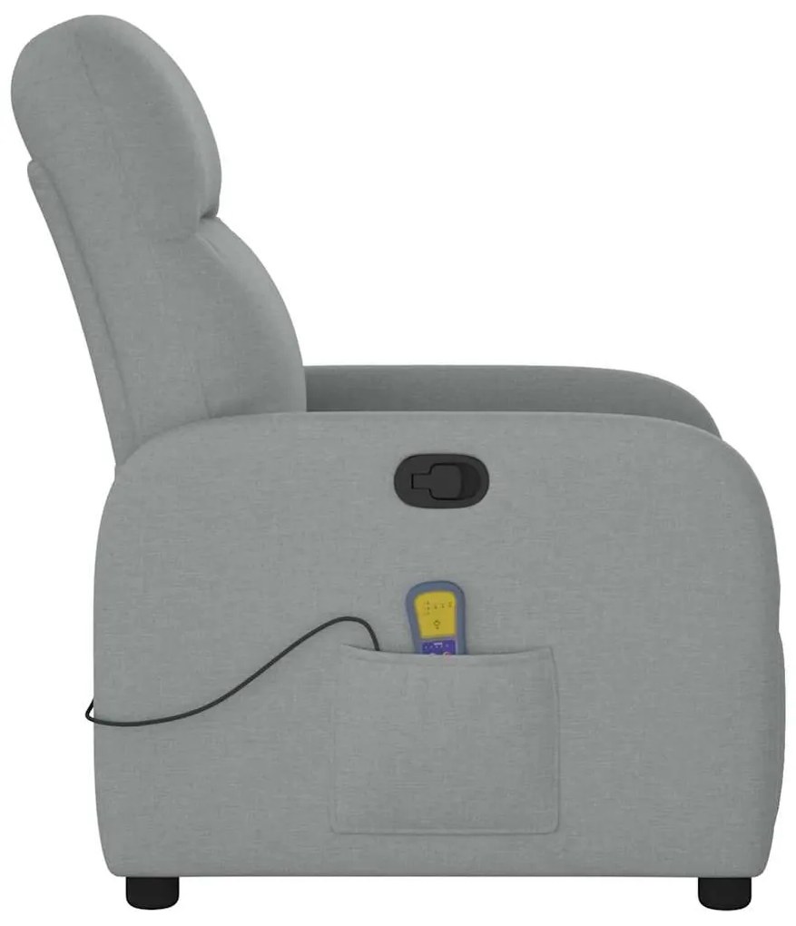 Poltrona de massagens reclinável tecido cinzento-claro