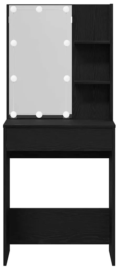 Mesa de Maquilhagem LED vidaXL em Carvalho Preto, 60x40x140 cm, Feita