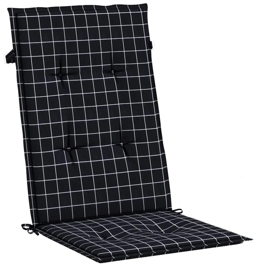 Almofadões cadeira encosto alto 4 pcs tecido xadrez preto