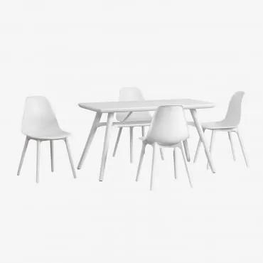 Conjunto de mesa retangular Joane (134x78 cm) e 4 cadeiras de jardim - Sklum