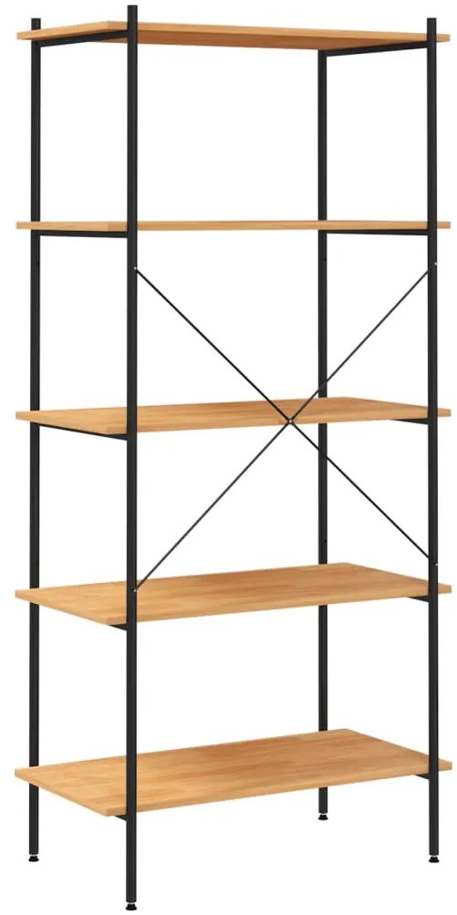 Unidade com 5 prateleiras 80x40x163 cm preto/cor de carvalho
