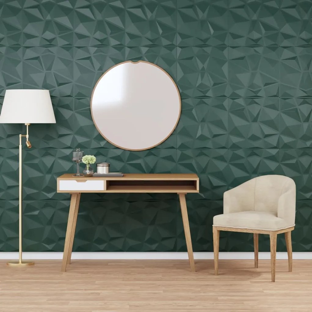 Painéis de parede 24 pcs 50x50 cm 6 m² XPS diamante verde