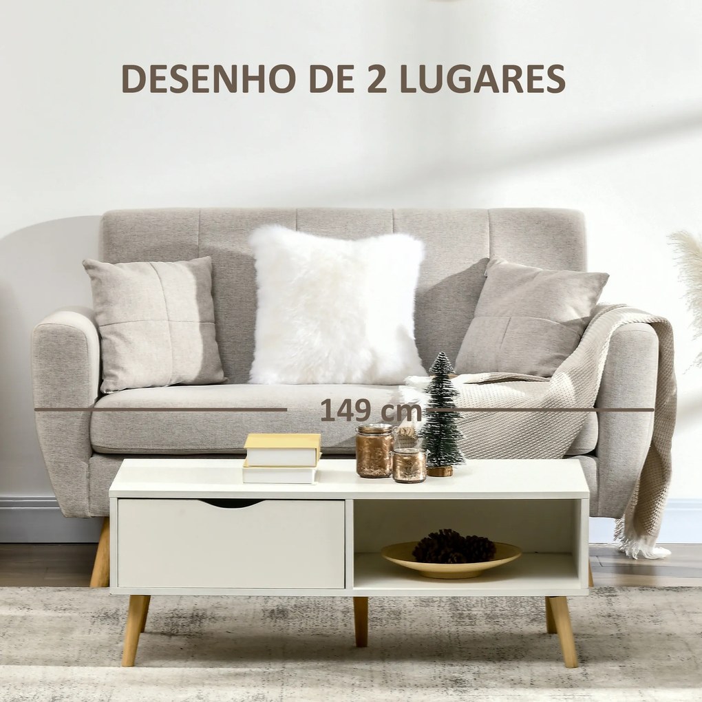 HOMCOM Sofá de 2 Lugares Estofado em Linho Sintético Sofá Moderno de Sala de Estar com 2 Almofadas Amovíveis Apoio para os Braços e Pés de Madeira 149x76,5x86cm Creme