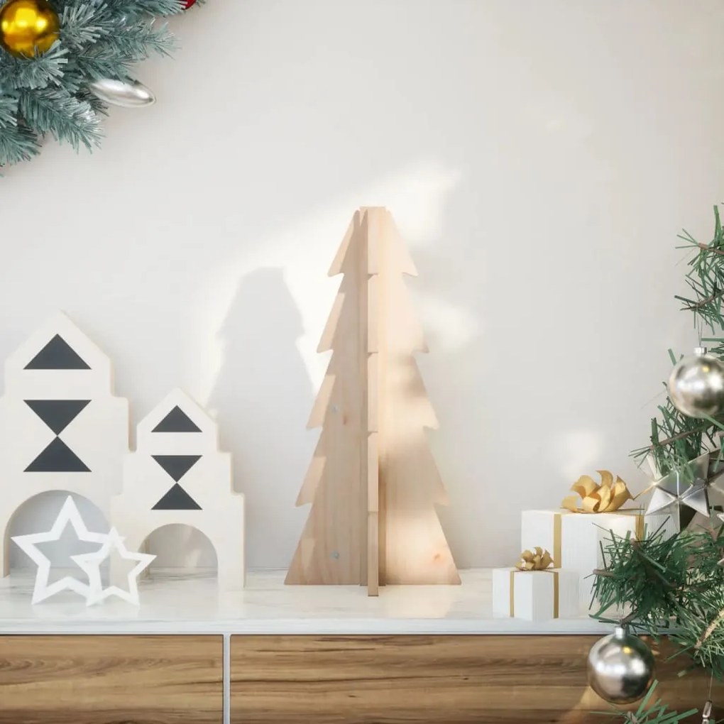 Árvore de Natal decorativa 49 cm madeira de pinho maciça