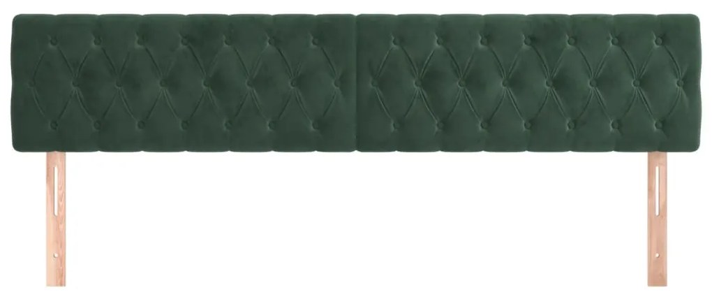 Cabeceira de cama 2 pcs veludo 100x7x78/88 cm verde-escuro