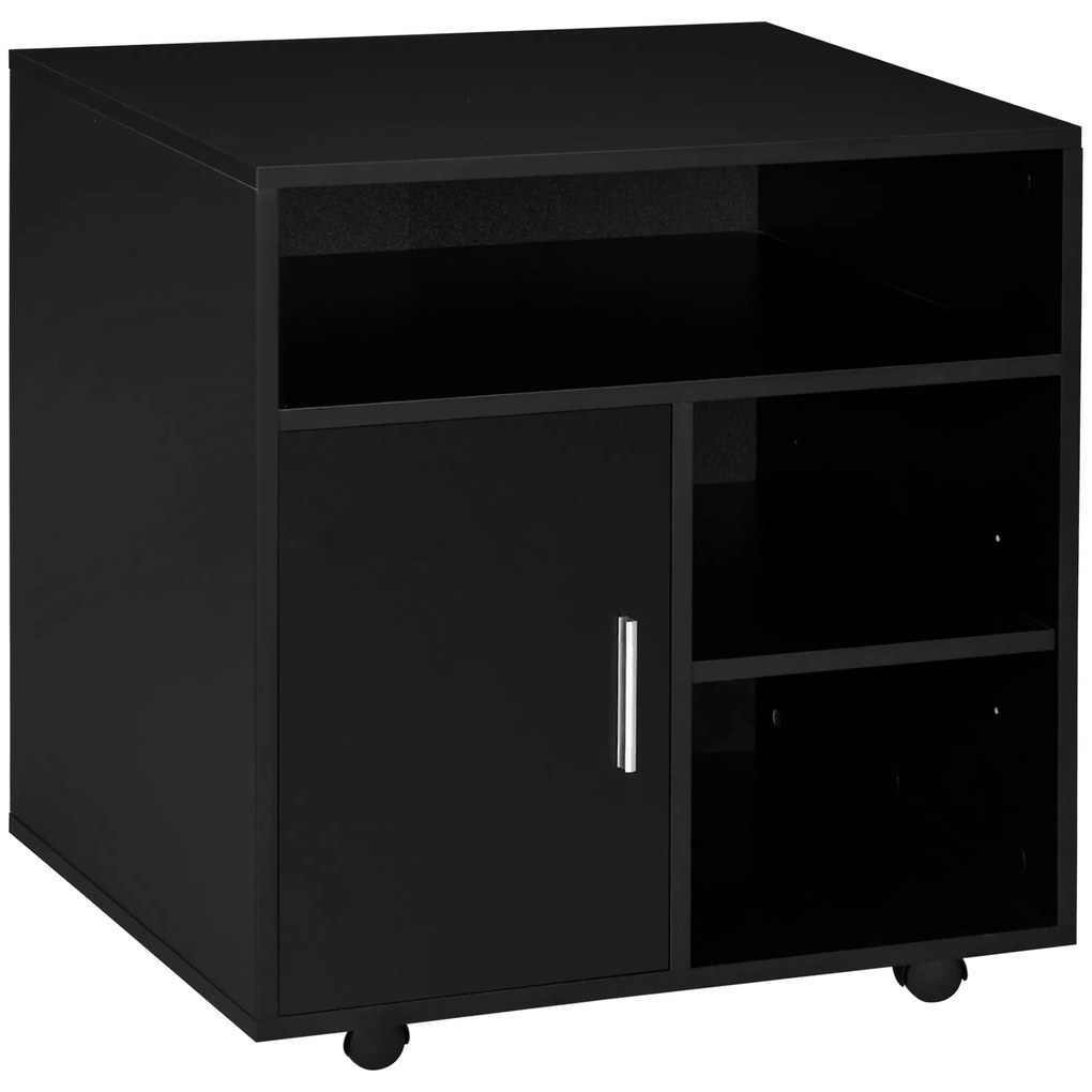 Armário de Escritório para Impressora Multifuncional com Prateleiras e Amplo Espaço de Armazenamento 60x50x65,5 cm Preto