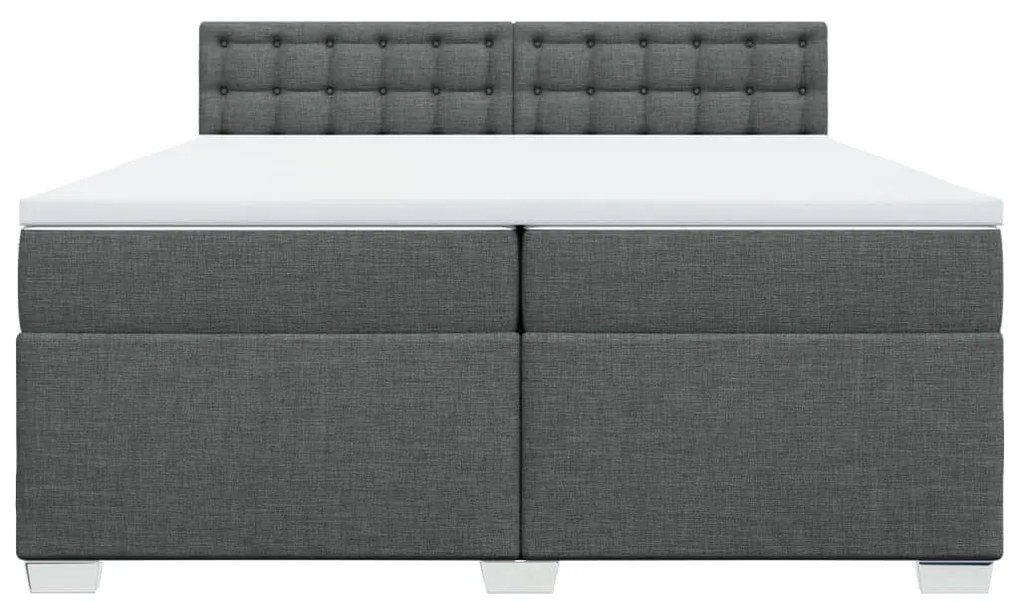 Cama com molas/colchão 200x200 cm tecido cinzento-escuro
