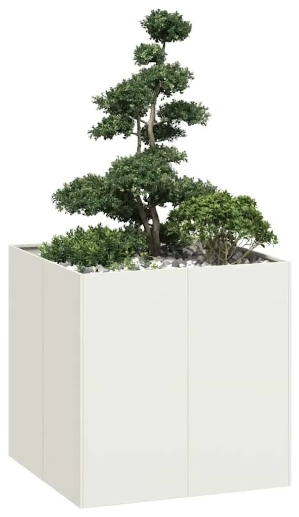 Vaso floreira 80x80x80 cm aço branco