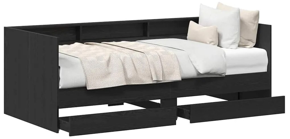 Cama de Dia com Gavetas Cinza Concreto 90x200 cm Madeira Reforçada