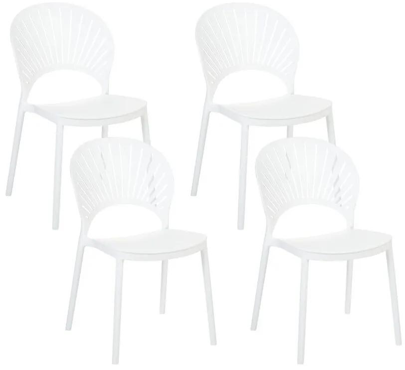 Conjunto de 4 cadeiras de jantar em plástico branco OSTIA Beliani