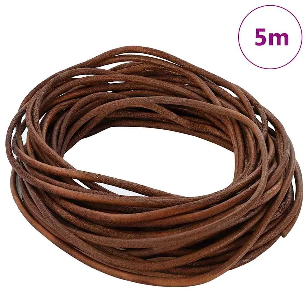 vidaXL Corda de Couro Marrom Claro Ø3 mm x 5 m Couro