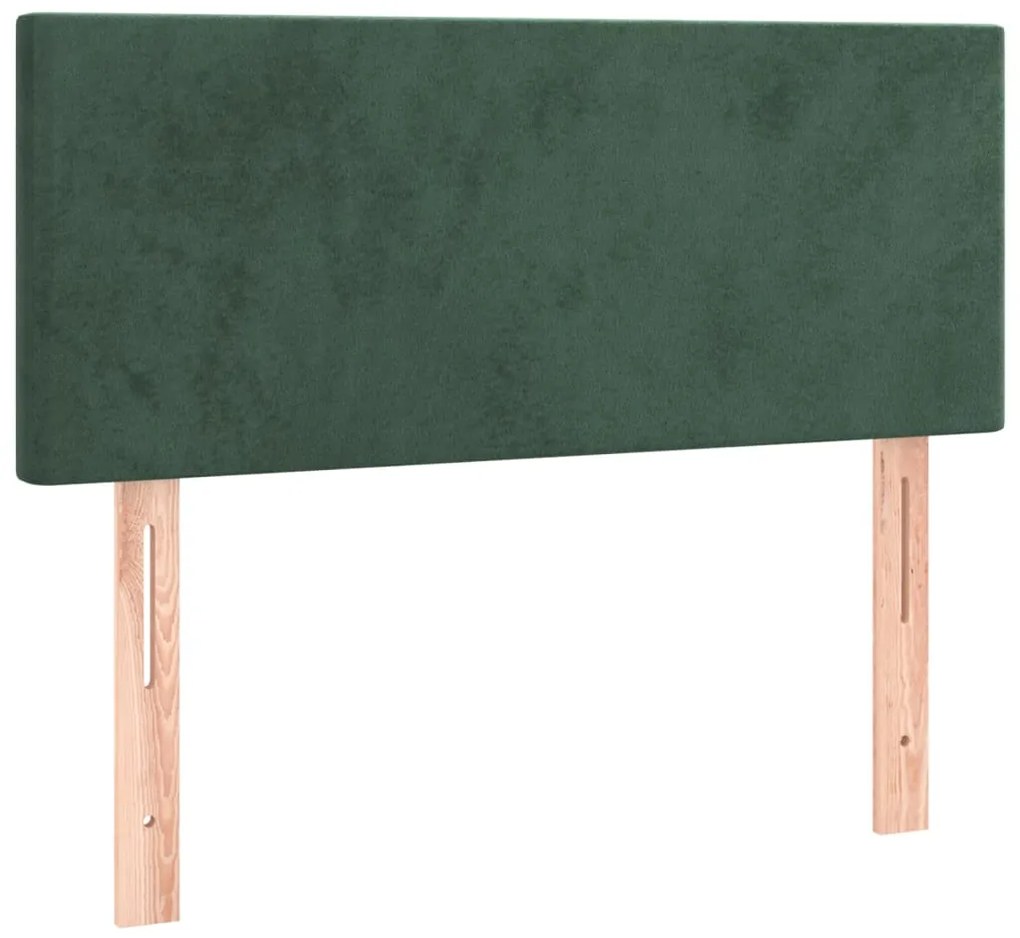 Cama box spring c/ colchão/LED 90x200 cm veludo verde-escuro