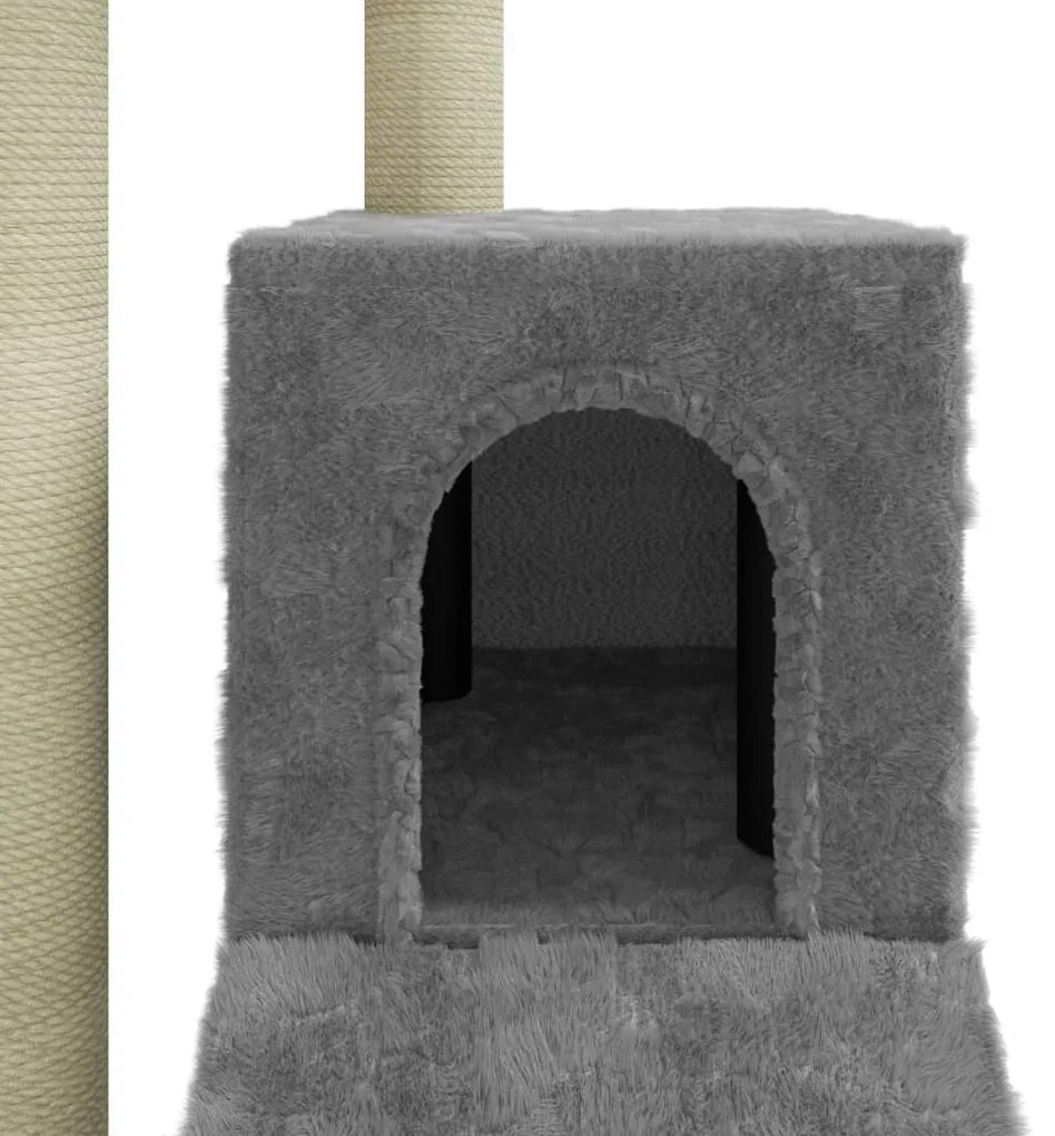 Árvore p/ gatos c/ postes arranhadores sisal 92 cm cinza-claro