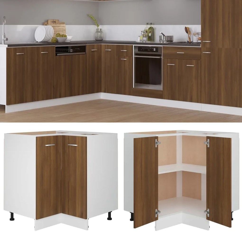 815584 vidaXL Armário de cozinha 75,5x75,5x81,5 cm madeira carvalho castanho