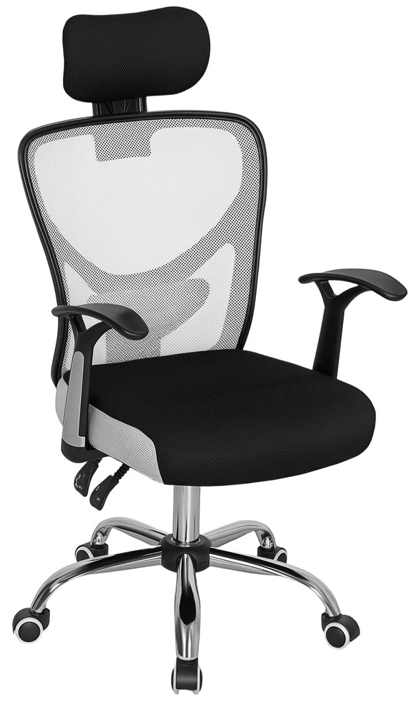 Vinsetto Cadeira de Escritório Cadeira para Secretária Giratória com Altura Ajustável Função Reclinável Apoio para a Cabeça e Suporte Lombar 62x67x108-118 cm Cinza