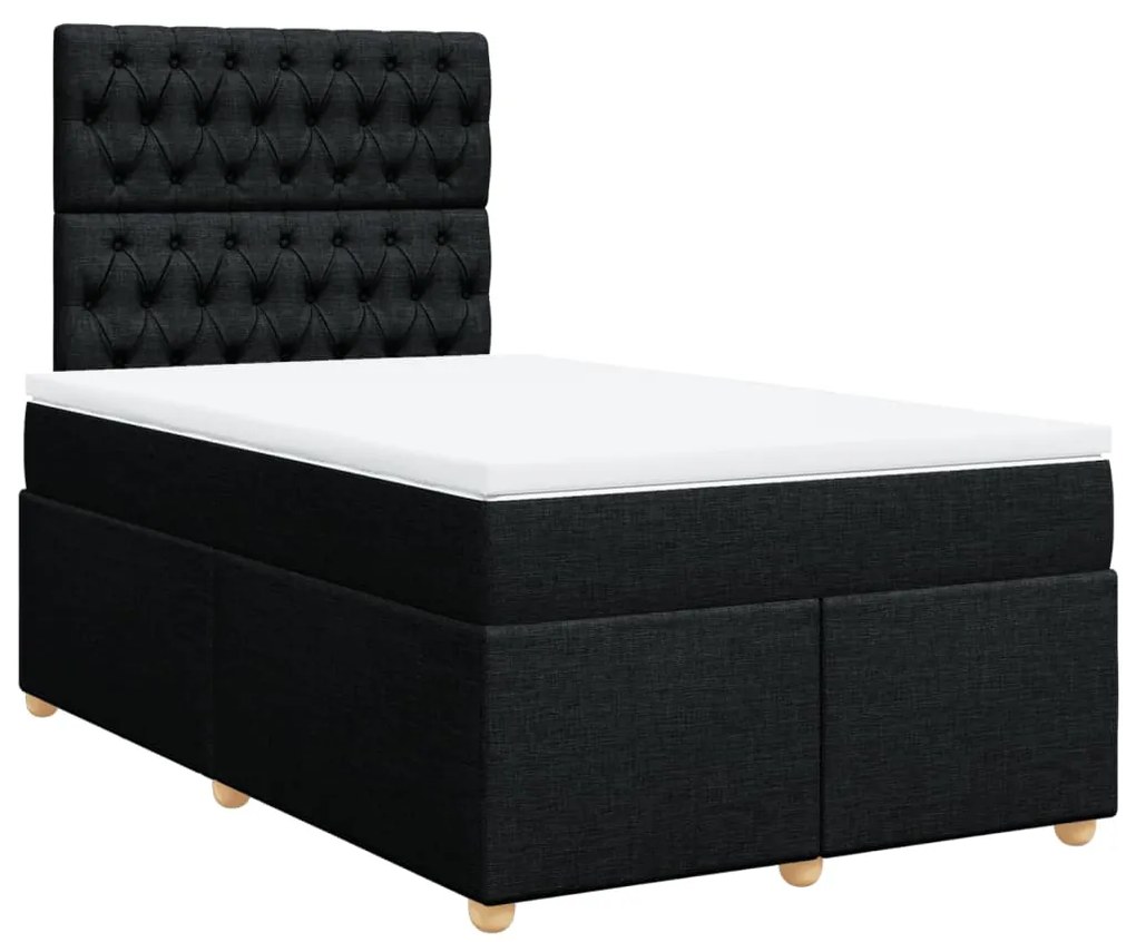 Cama boxspring com colchão 120x190 cm tecido preto