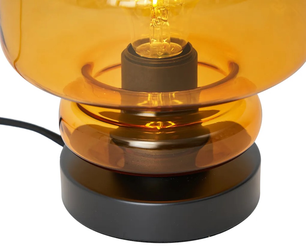 Candeeiro de Mesa Retro Preto com Vidro Laranja - Denise Retro