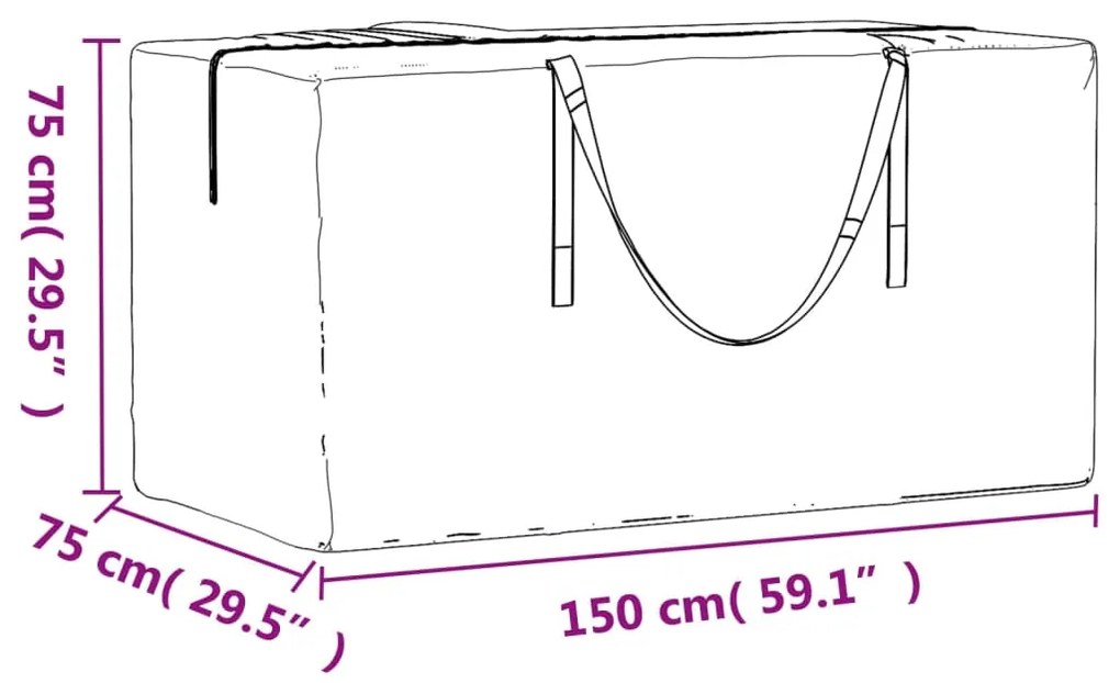 Saco de arrumação p/ árvore Natal 150x75x75cm polietileno preto