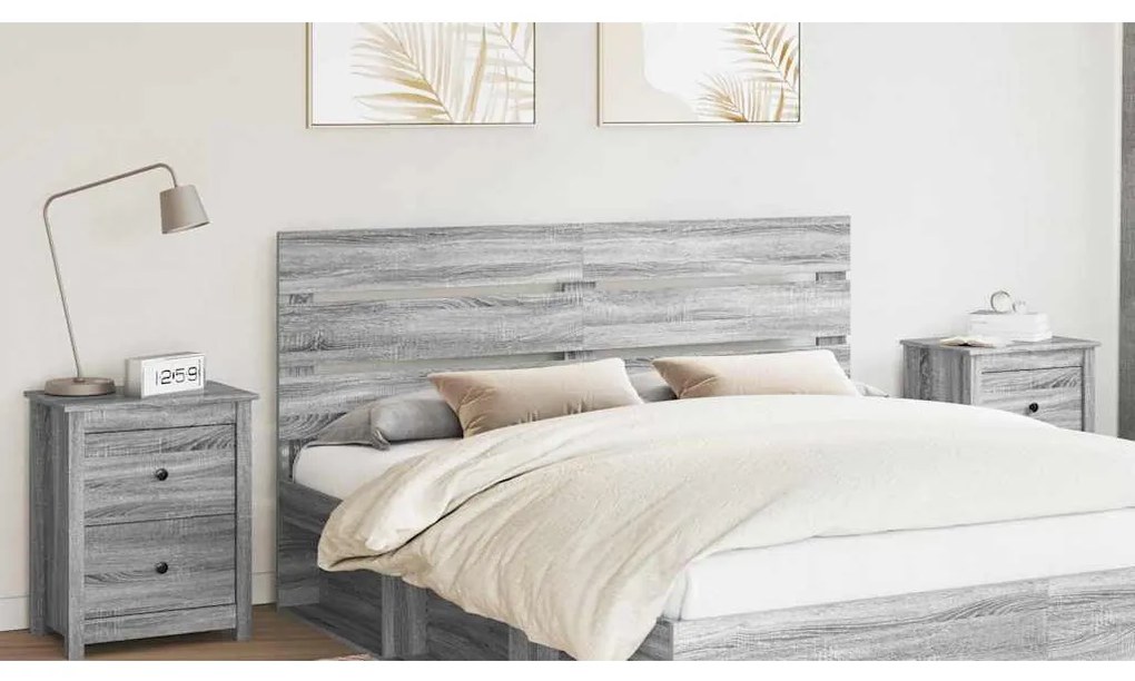 vidaXL Cabeceira com cabeceira Cinza Sonoma 180 cm Madeira processada