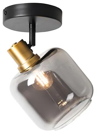 Foco de teto design preto com dourado e vidro fumê - Zuzanna
