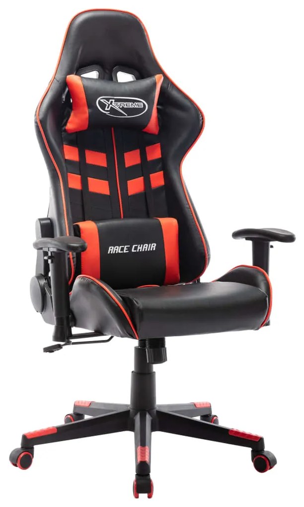 vidaXL Cadeira de gaming couro artificial preto e vermelho
