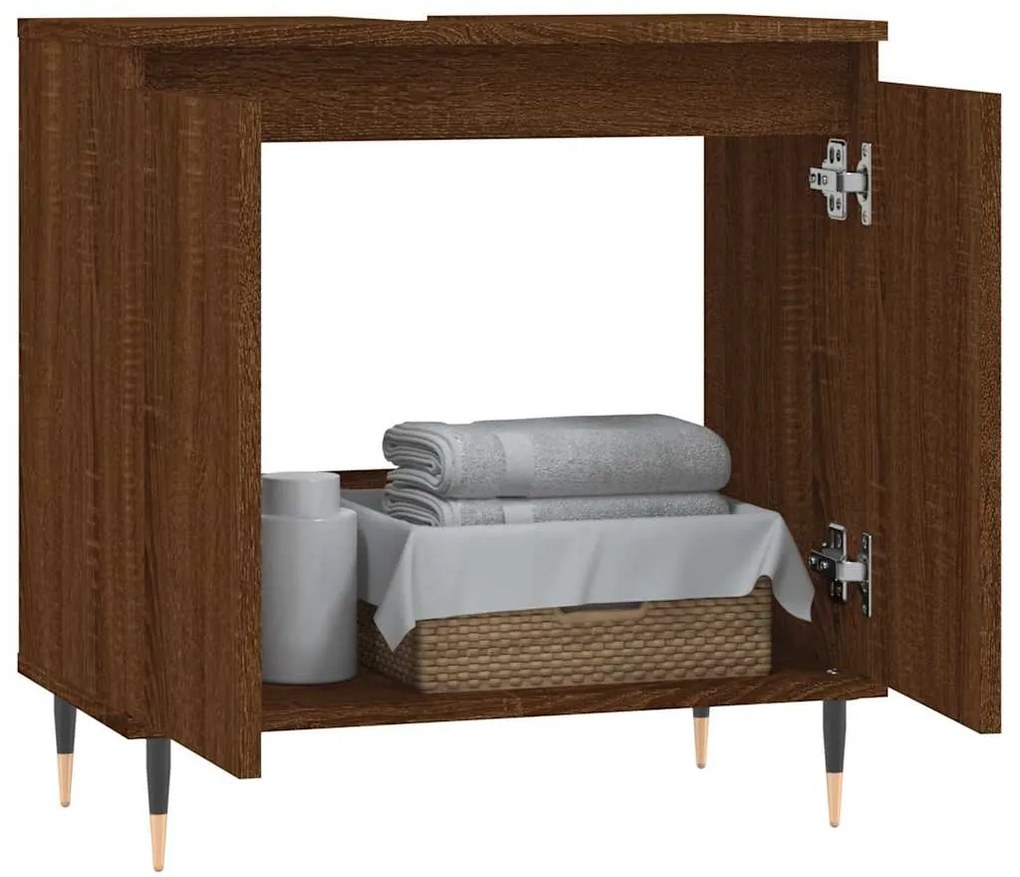 Armário casa banho 58x33x60 cm deriv. madeira carvalho castanho