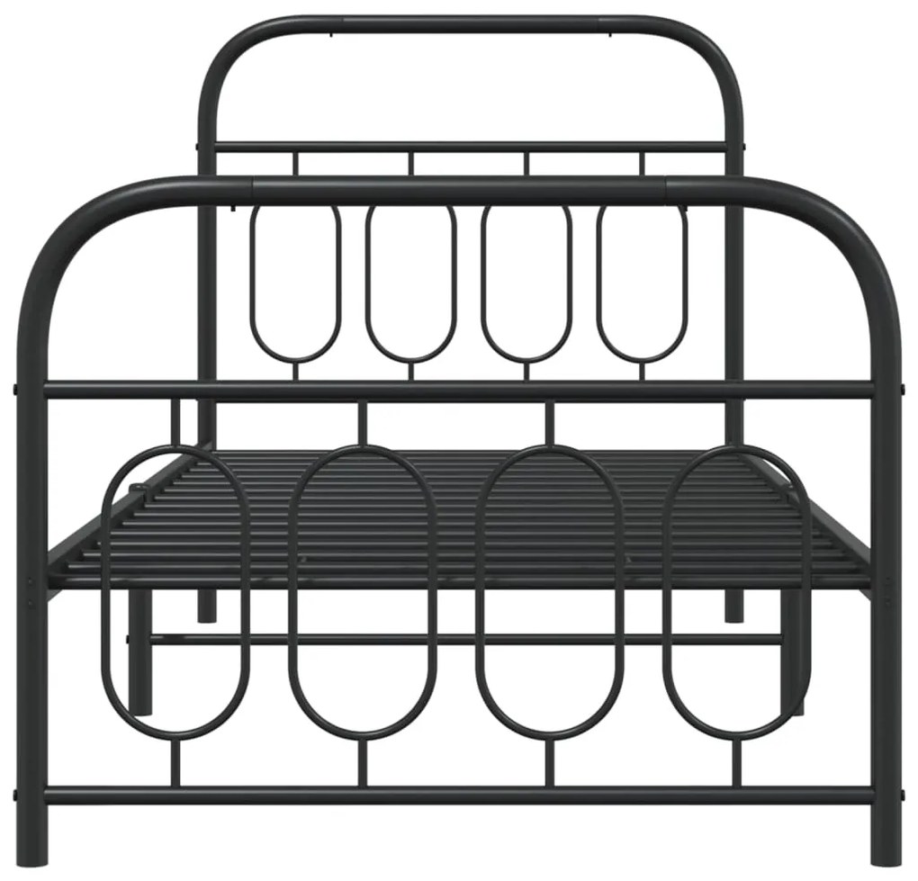 Estrutura de cama com cabeceira e pés 90x190 cm metal preto