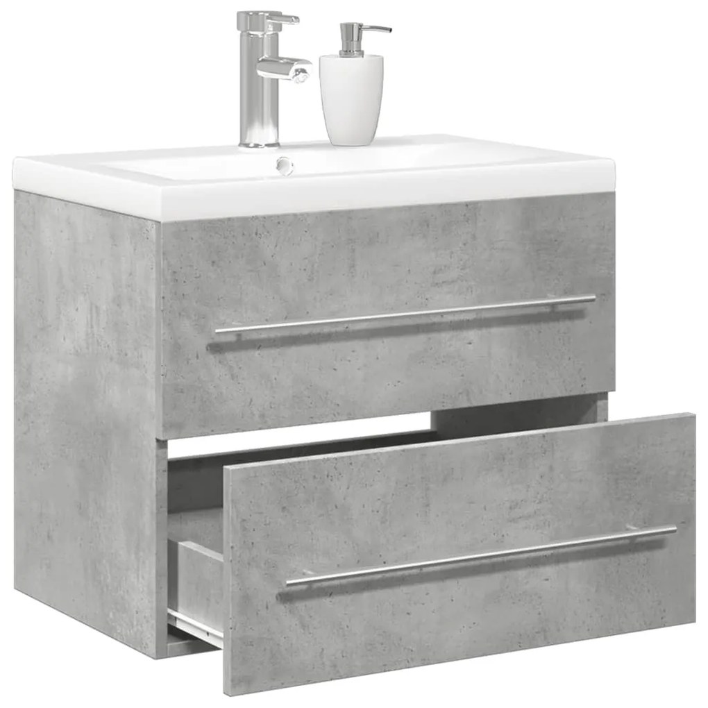 vidaXL 2 pcs conj. móveis casa banho derivados madeira cinza cimento