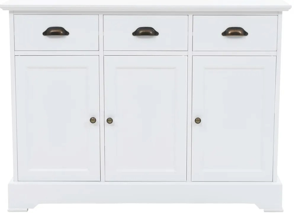Aparador com 3 portas em MDF e madeira de pinho 105x35x77,5 cm