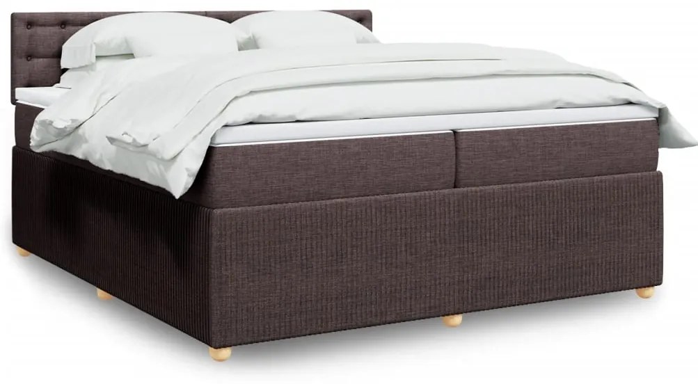 Cama com molas/colchão 200x200 cm tecido castanho-escuro