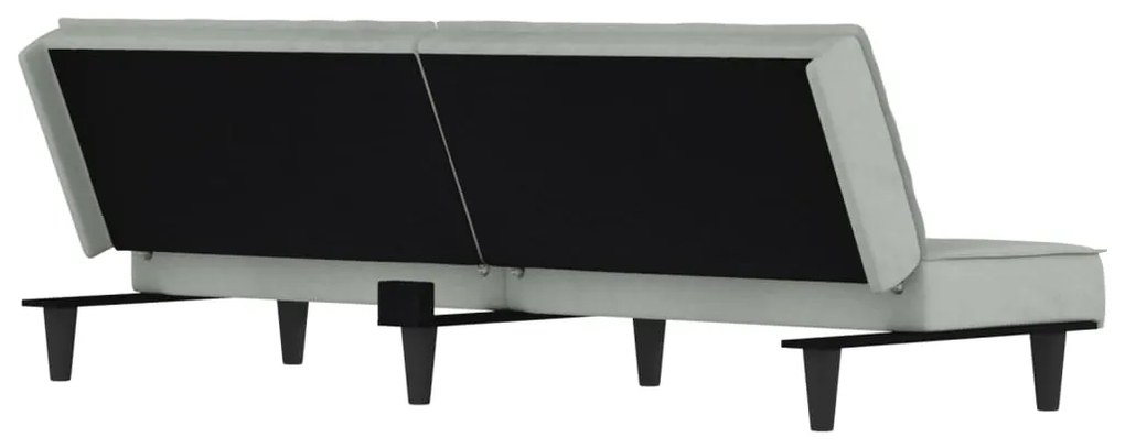 Sofá-cama veludo cinzento-claro
