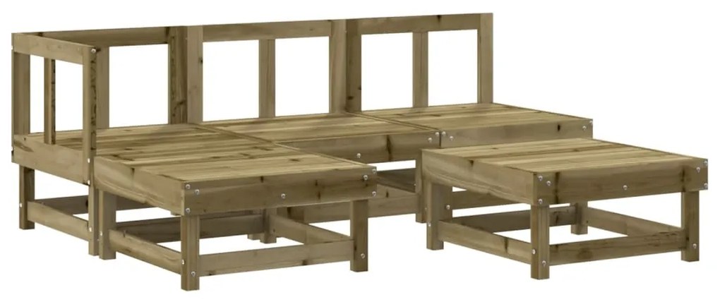 5 pcs conjunto lounge de jardim c/ almofadões pinho impregnado